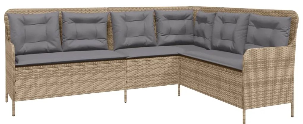2 pcs conjunto de sofás p/ jardim com almofadões vime PE bege