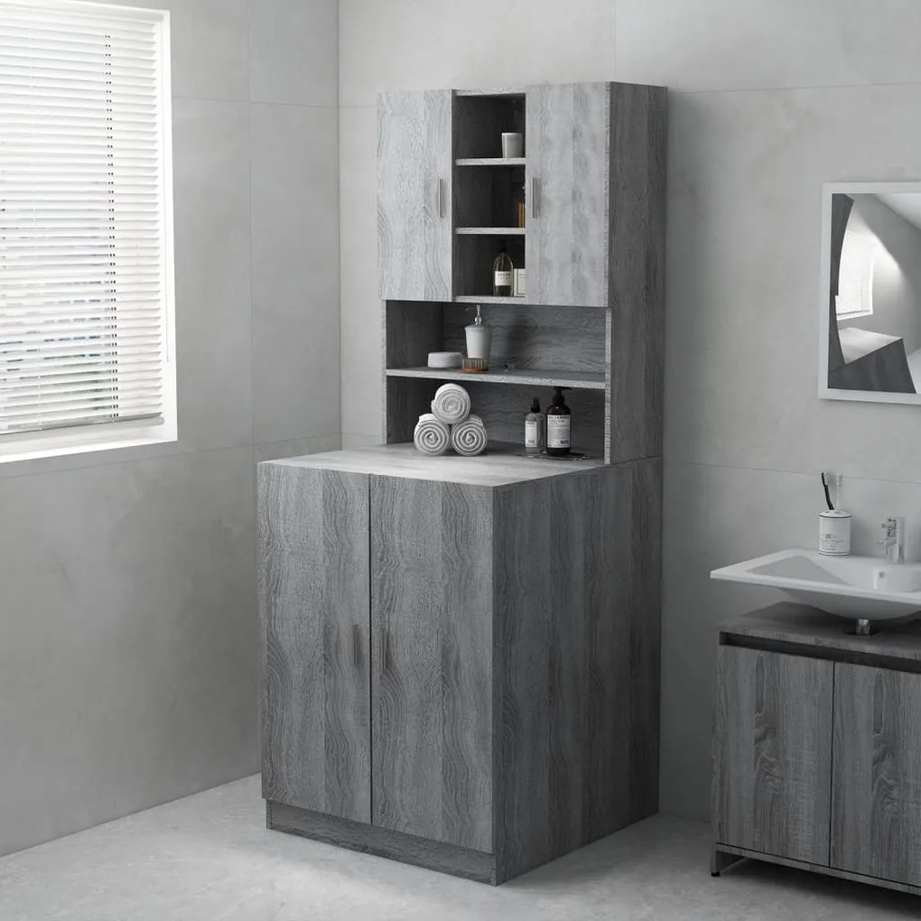 813195 vidaXL Armário máquina de lavar roupa 71x71,5x91,5 cm sonoma cinza