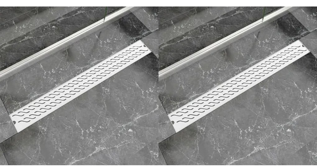 VidaXL Dreno de chuveiro linear 2 pcs onda 930x140 mm aço inoxidável