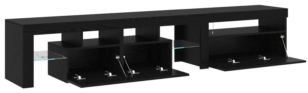 Armários para TV vidaXL 2 pcs com Luzes LED Carvalho Preto Madeira Eng