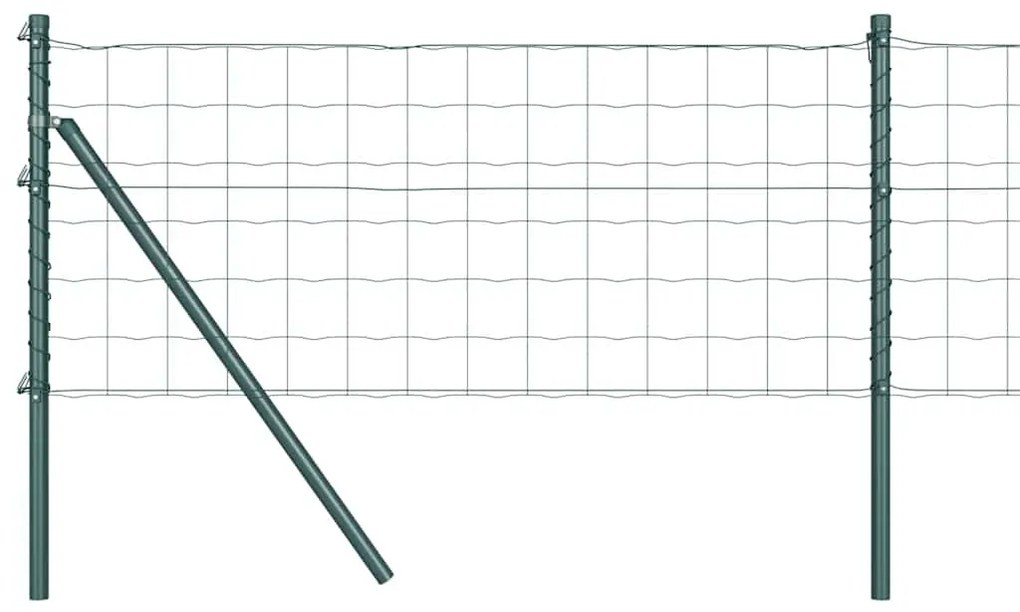 Cerca Europeia com 13 postes, 0.4 x 50m, Aço Galvanizado Verde