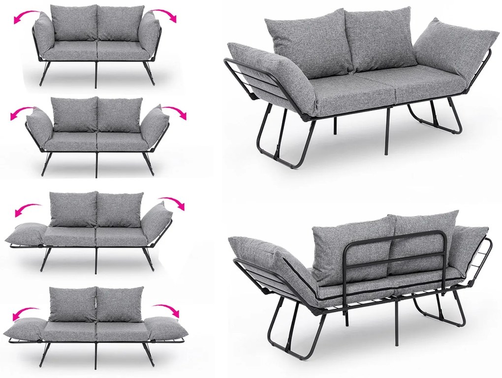 Sofá-Cama 2 Lugares Viper – Cinzento Claro – 150x78x60 cm