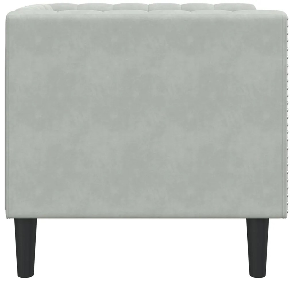 Sofá chesterfield veludo cinzento-claro