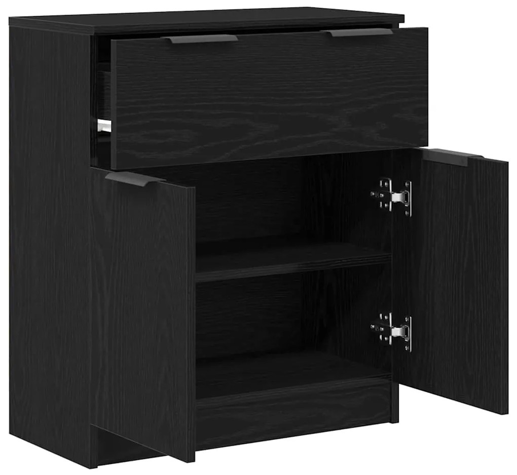 Buffet de Carvalho Preto vidaXL 60x30x70 cm em Madeira de Engenharia