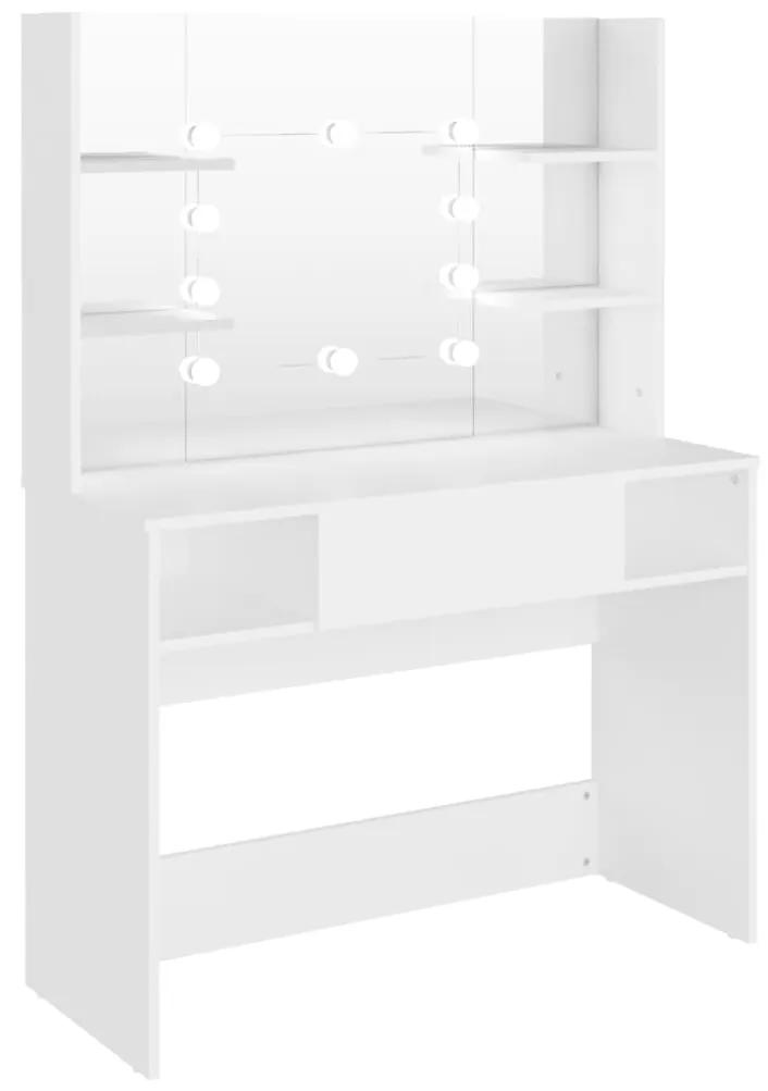 Mesa de maquilhagem c/ luzes LED 100x40x135 cm MDF branco
