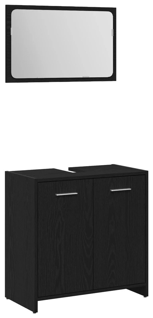 Conjunto de Móveis para Casa de Banho de 3 Peças Carvalho Preto Madeir