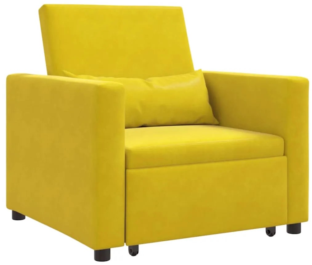 Sofá-cama conversível 3 em 1 Amarelo Veludo