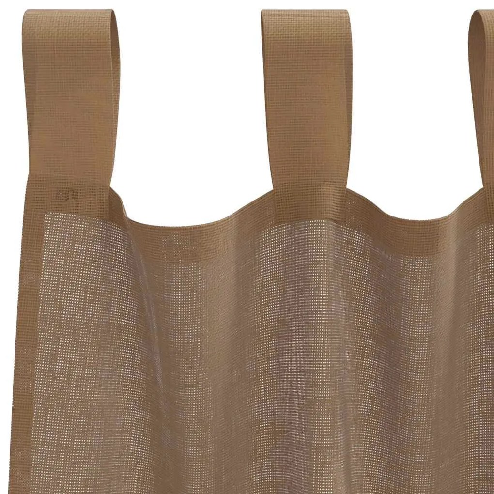 Cortinas de voile com laços 2 pcs castanho-claro 140x260 cm
