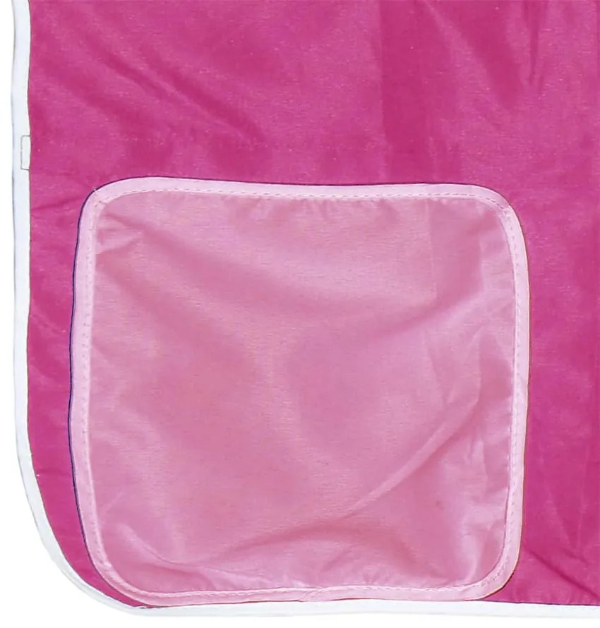 Cama alta p/ criança c/ cortinas 80x200 cm pinho maciço rosa