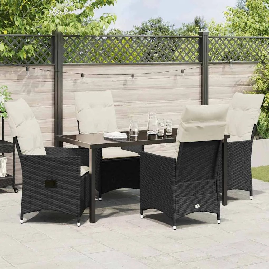 Conjunto de Jantar de Jardim 5 Peças com Almofadas em Rattan Poly Pret