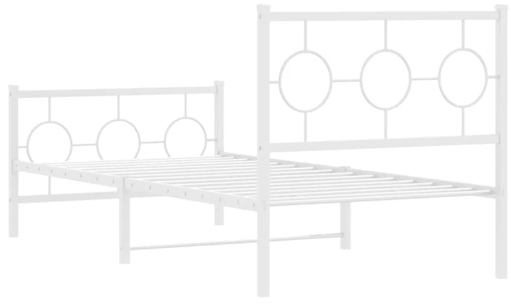 Estrutura de cama com cabeceira e pés 90x190 cm metal branco