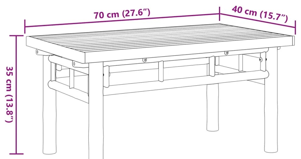 Mesa de centro 70x40x35 cm bambu