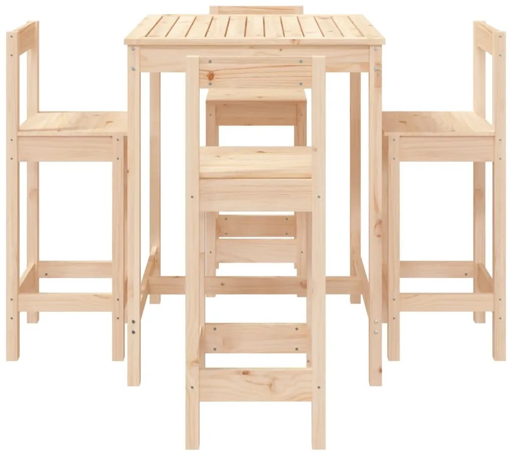 5 pcs conjunto de bar para jardim pinho maciço