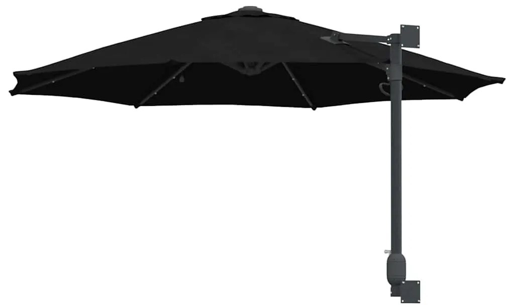 Guarda-sol de Jardim com LEDs, preto, 248 cm