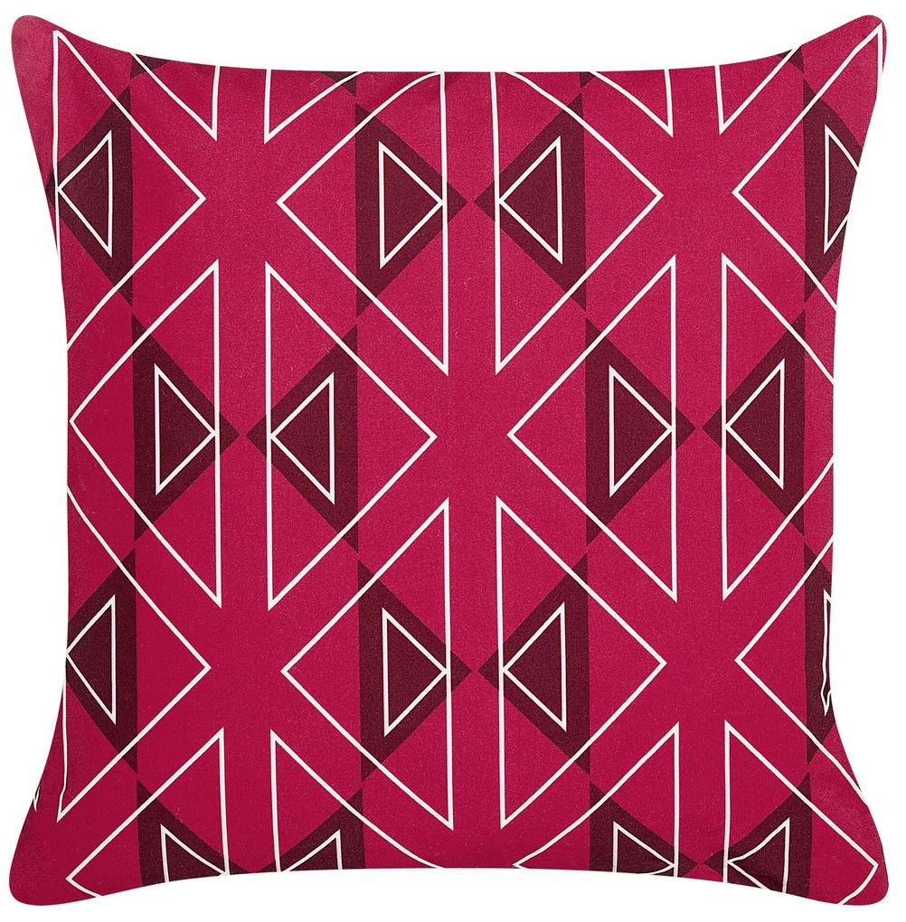 Conjunto 2 almofadas decorativas de jardim padrão geométrico rosa 45 x 45 cm MEZZANO Beliani