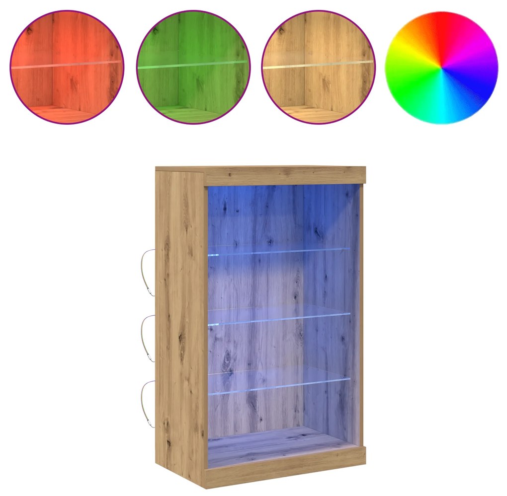 Sideboard vidaXL com luzes LED Carvalho Artesanal 60,5x37x100 cm