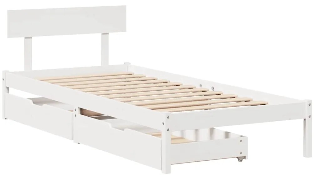Cama sem colchão 100x200 cm madeira de pinho maciça branco