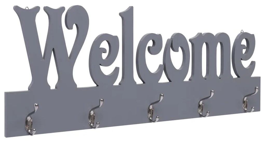 vidaXL Cabide de parede WELCOME 74x29,5 cm cinzento