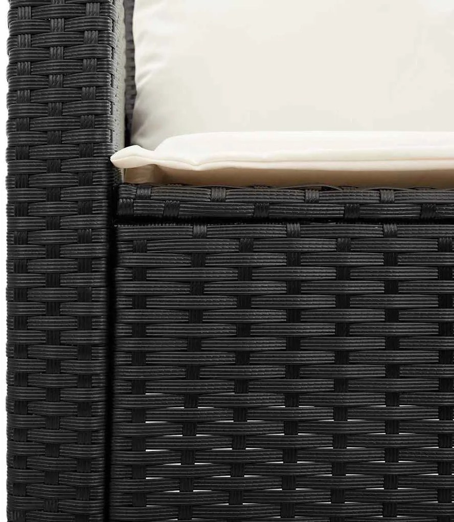 6 pcs conjunto sofás de jardim c/ almofadões vime PE preto