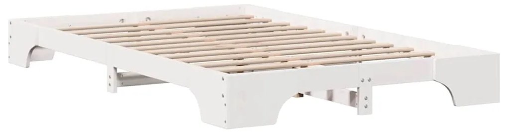 Estrutura de Cama Branca 140x190 cm em Madeira de Pinho Sólido