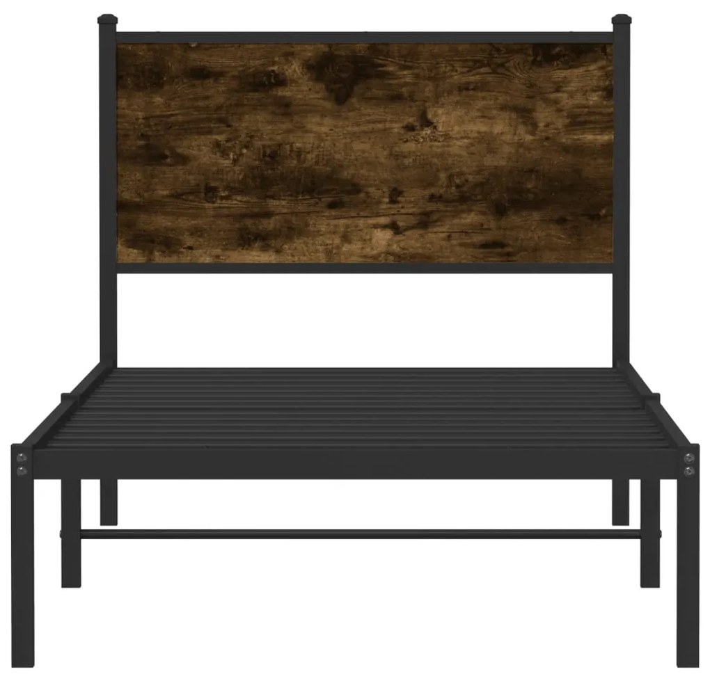 Estrutura de cama sem colchão 90x190 cm metal carvalho fumado