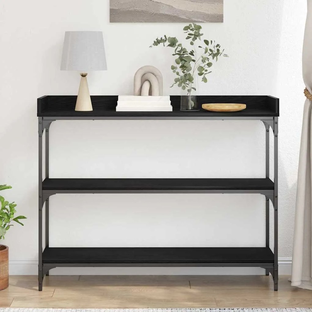 Console vidaXL Preto Carvalho 100x30x80 cm Madeira Engenharia e Aço