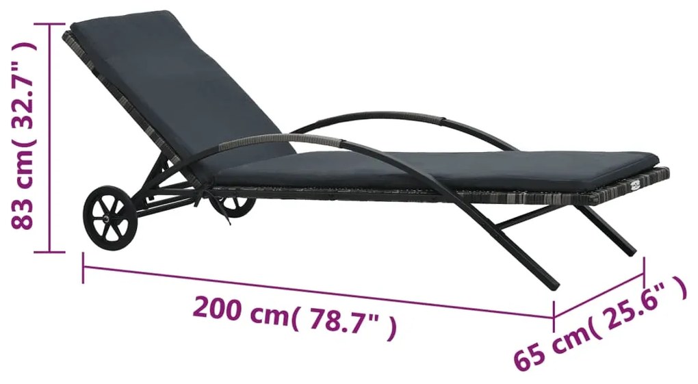 Espreguiçadeiras com mesa vime PE antracite