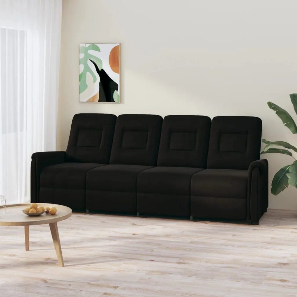 vidaXL Poltrona massagens 4 lug. reclinável tecido microfibra preto