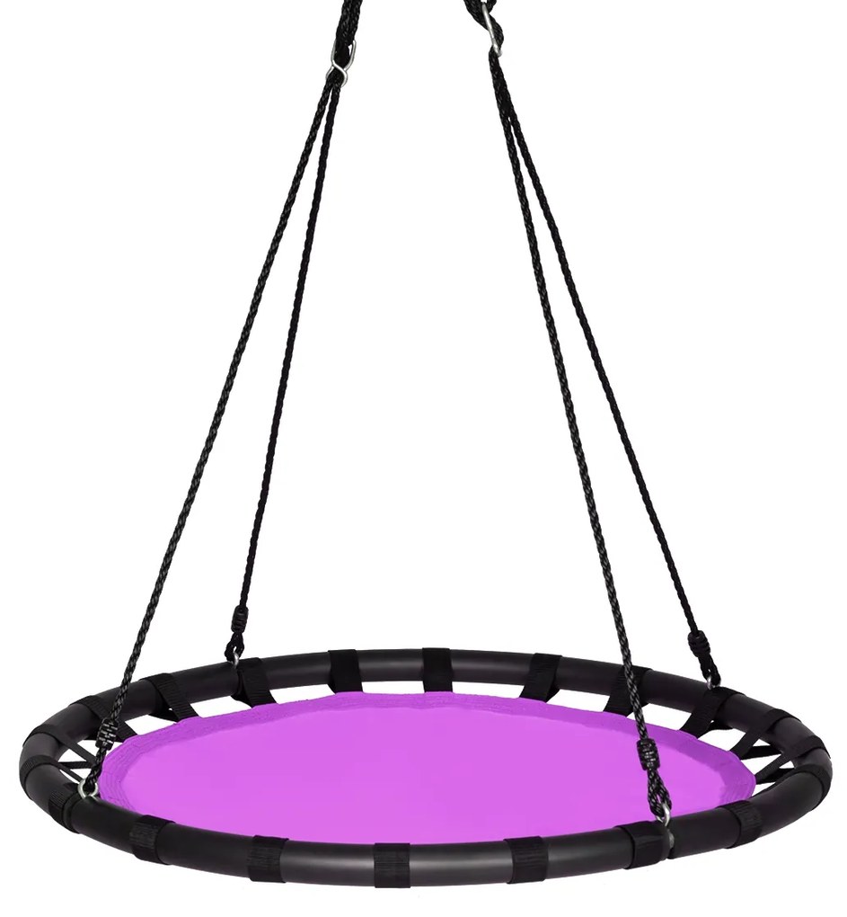 Baloiço Infantil Crianças redondo 100 cm com Altura ajustável 100-160 cm para Jardim e Árvores e Violeta