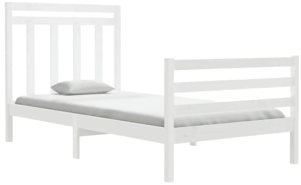 Estrutura de cama 100x200 cm madeira maciça branco