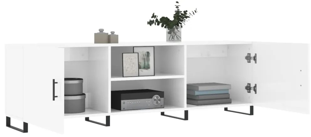Móvel de TV 150x30x50 cm derivados de madeira branco brilhante