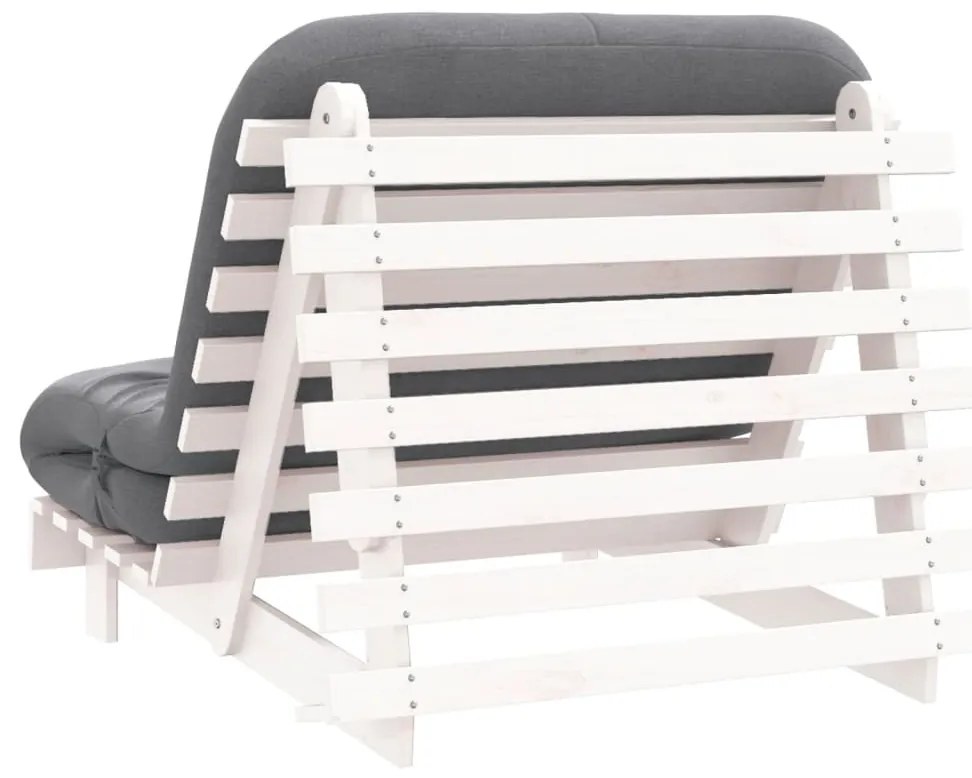 Sofá-cama futon com colchão 100x206x11 cm pinho maciço branco