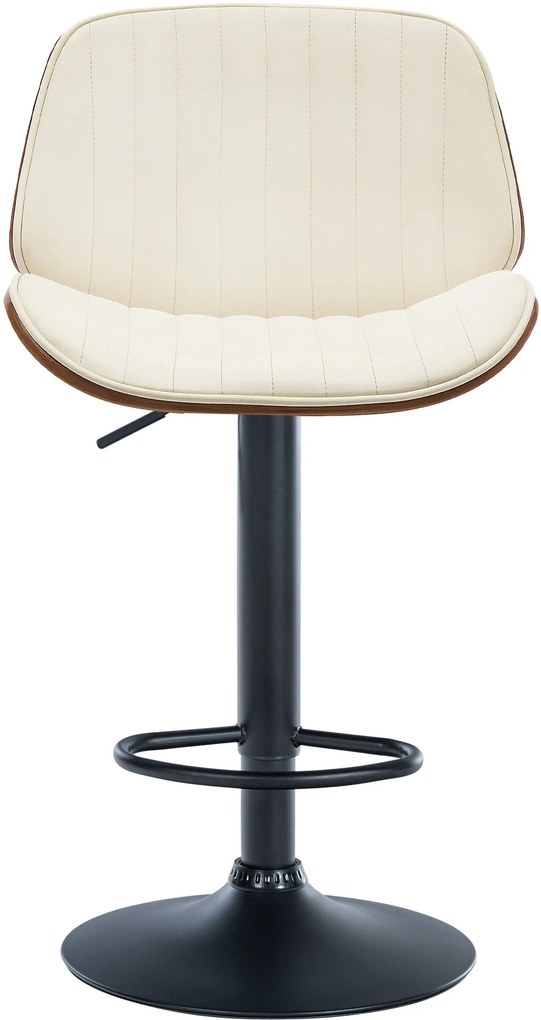 Banco de bar Nova em couro sintético e com estrutura preta 49,5 x 90-111 x 50 cm Cor Nogueira + Creme