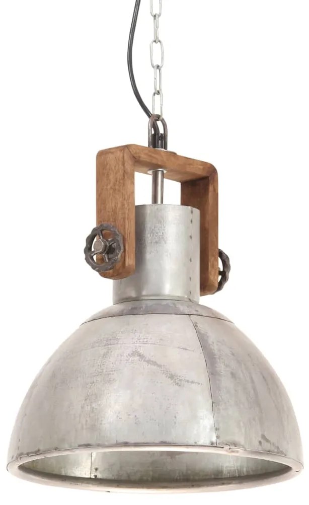 Candeeiro suspenso industrial redondo 25 W 30 cm E27 prateado