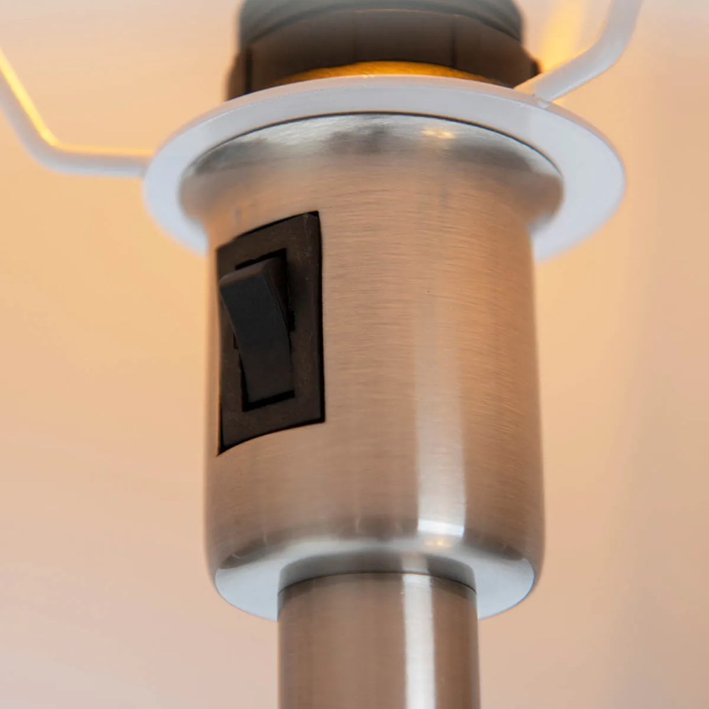LED Candeeiro de pé inteligente em aço com abajur cinzento incl. Wifi A60 e E14 - Retro Clássico / Antigo