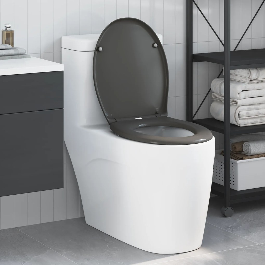 Assento de Vaso Sanitário com Liberação Rápida e Fechamento Suave Duroplast Antracite