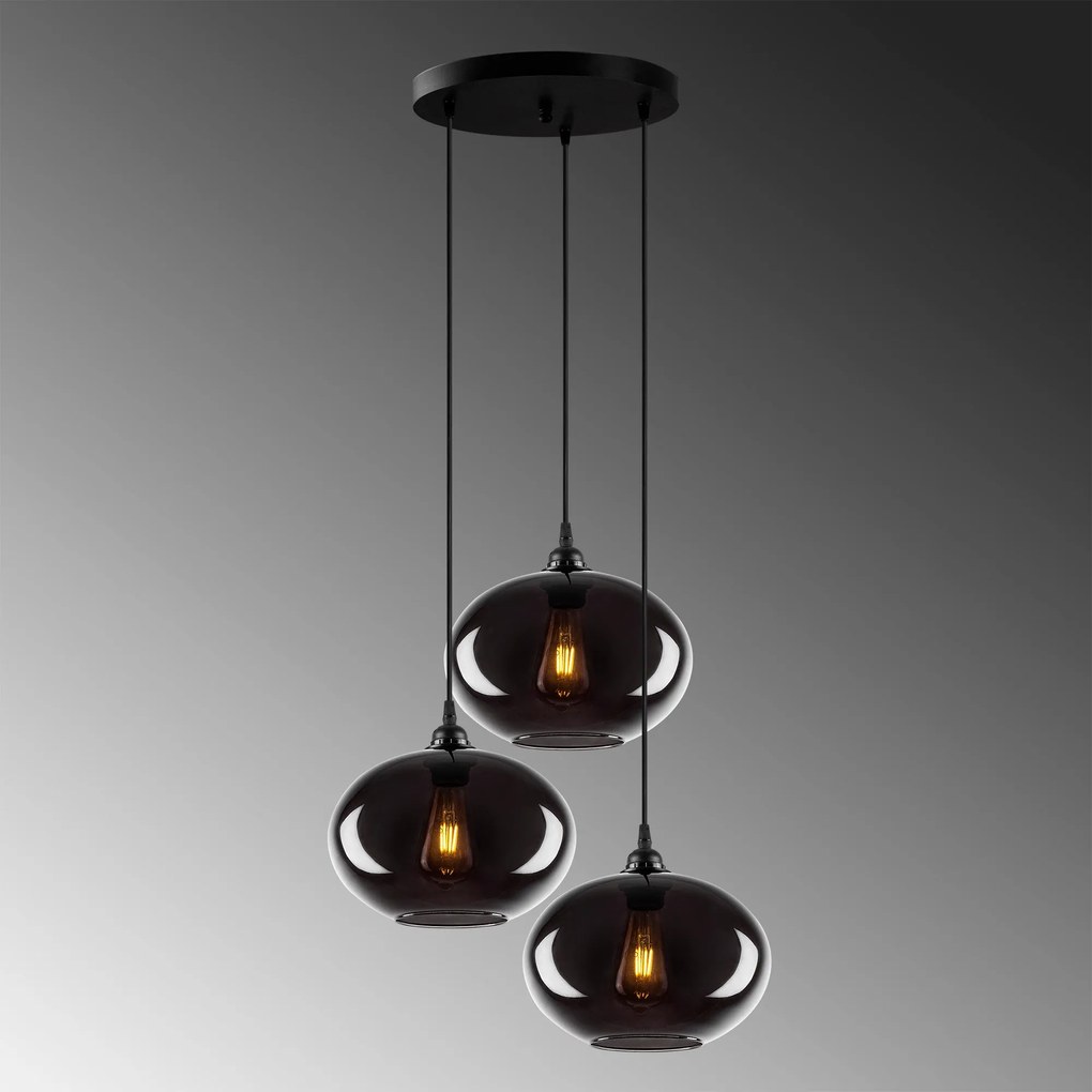 Candeeiro Suspenso Smoked – Fumê – 61 x 61 cm