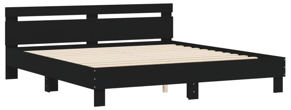 Estrutura cama c/ cabeceira 160x200 cm derivados madeira preto