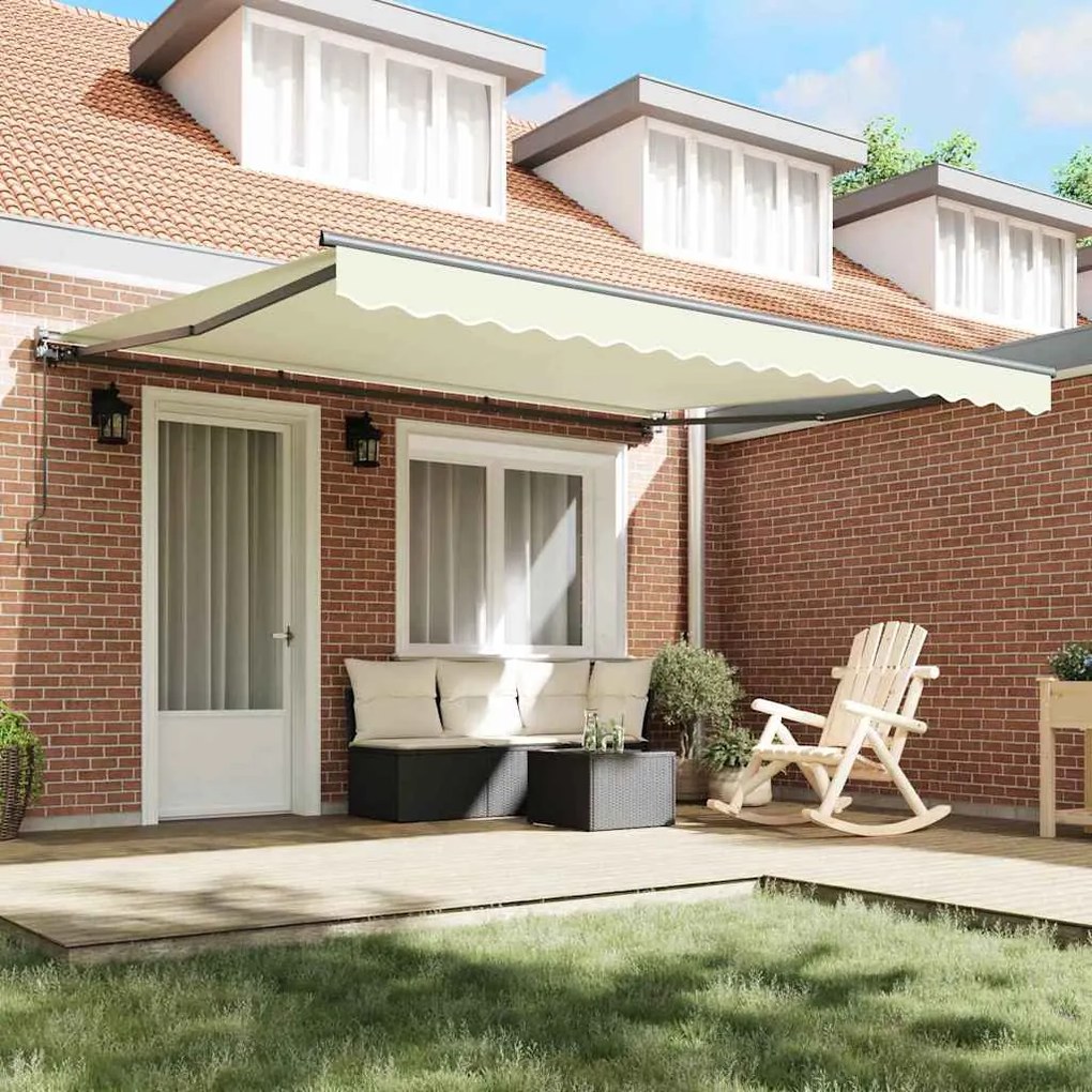 Toldo Retrátil Manual Creme 400x300 cm Poliéster e Alumínio