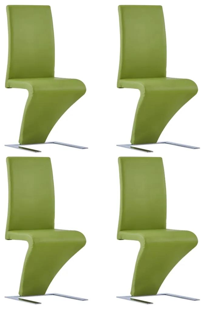 3052959 vidaXL Cadeiras de jantar em ziguezague 4 pcs couro artificial verde