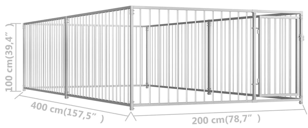 Canil de exterior 200x400x100 cm
