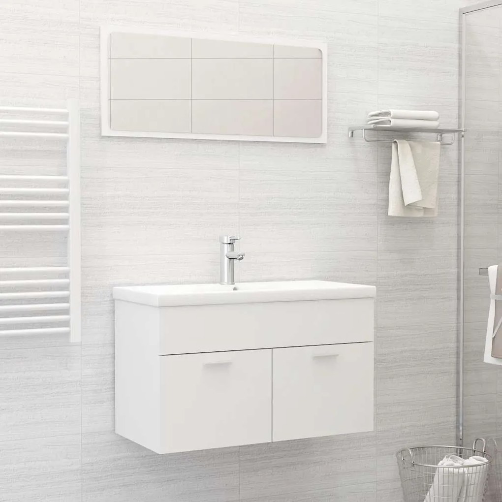 vidaXL 2 pcs conj. móveis de casa de banho derivados de madeira branco