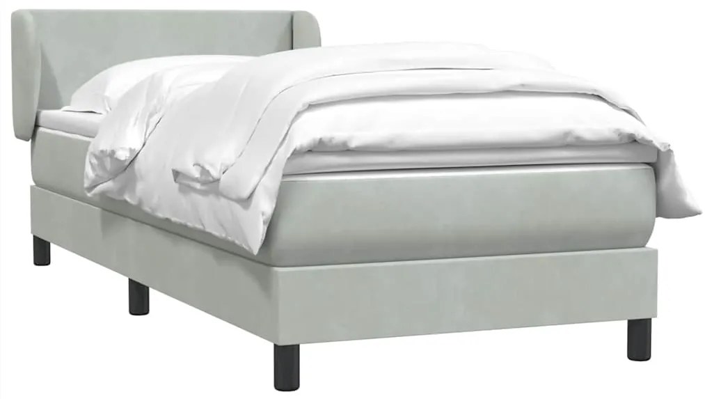 Cama com molas/colchão cinzento-claro 90x220 cm veludo