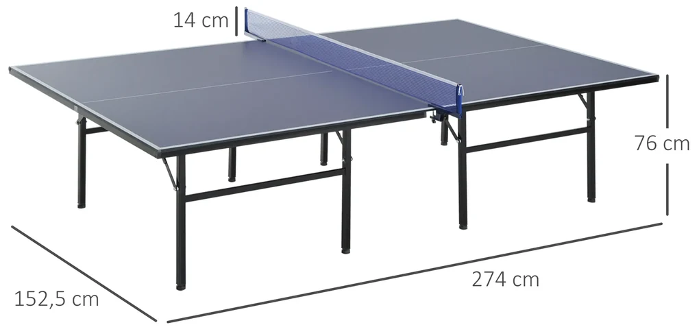 SPORTNOW Mesa de Ping Pong Dobrável com Rodas Mesa de Ping Pong Profissional  para Interior e Exterior Tamanho Padrão com Rede Raquetes e Bolas  274x152,5x76 cm Azul