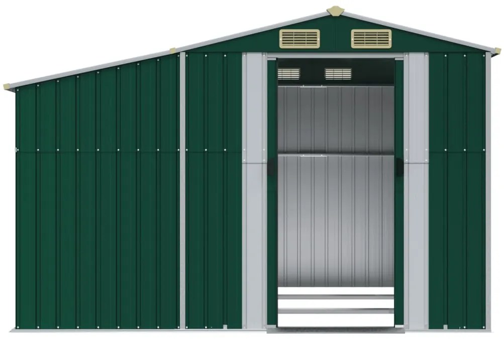 Abrigo de jardim 277x279x179 cm aço galvanizado verde