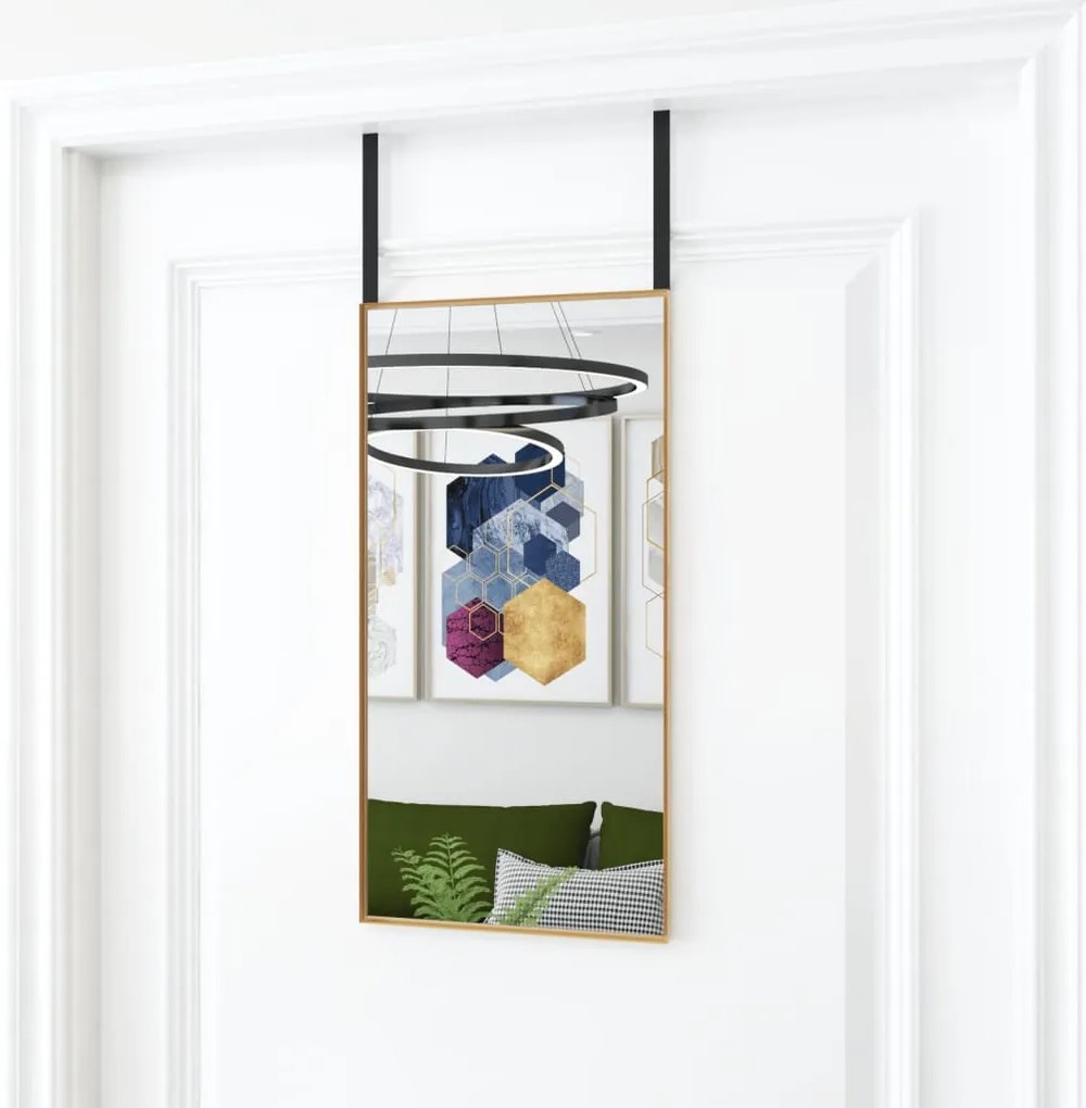 Espelho para porta 30x60 cm vidro e alumínio dourado