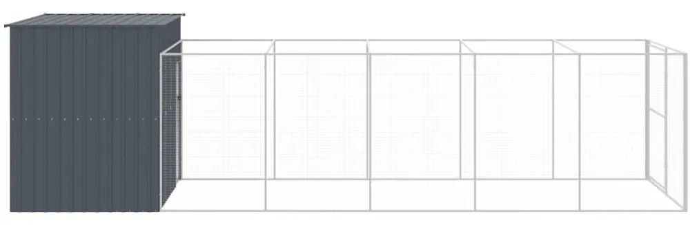 Casota p/ cães c/ parque 214x661x181 cm aço galvaniz. antracite