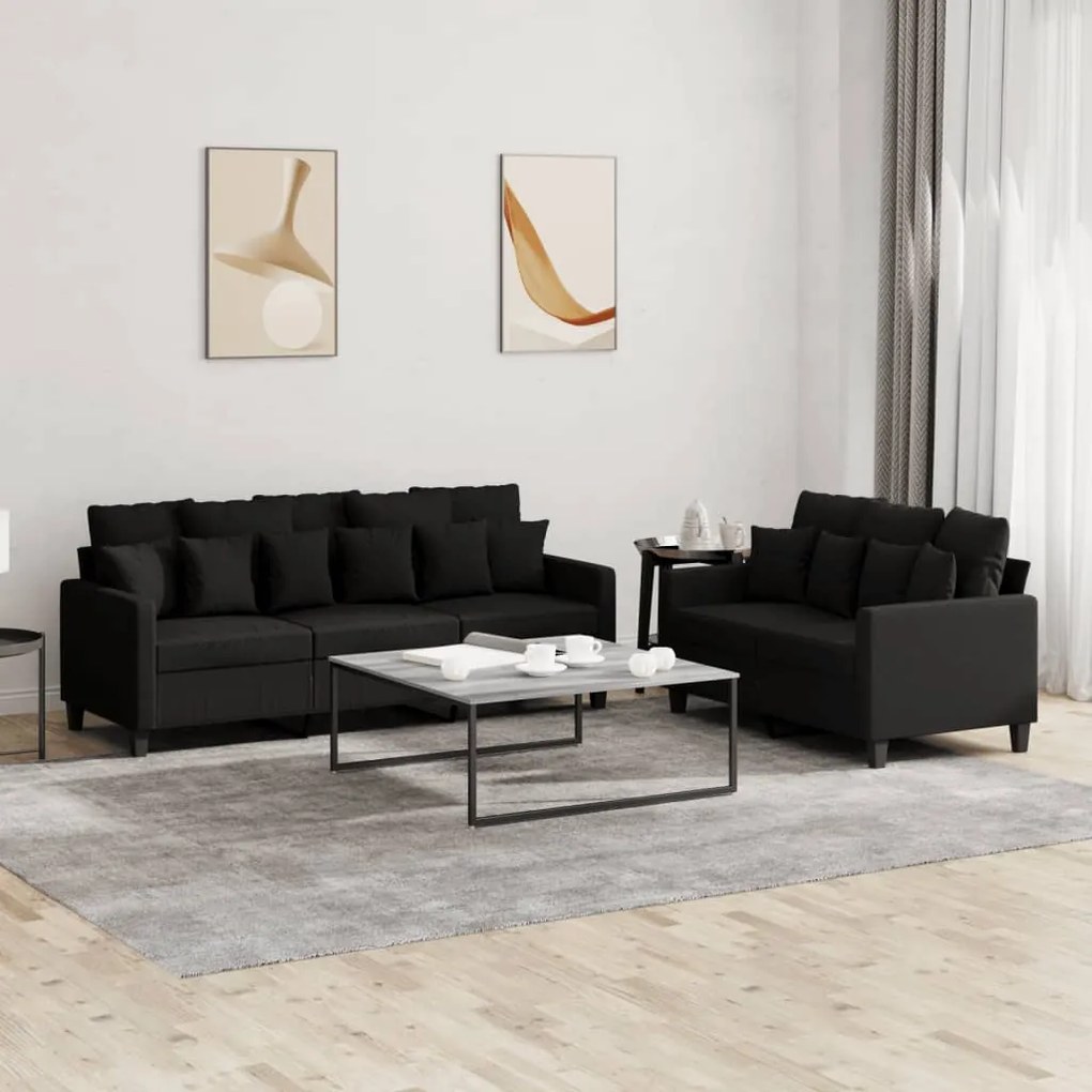 3201668 vidaXL 2 pcs conjunto de sofás com almofadões tecido preto