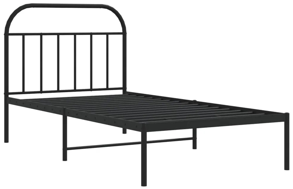 Estrutura de cama com cabeceira 107x203 cm metal preto