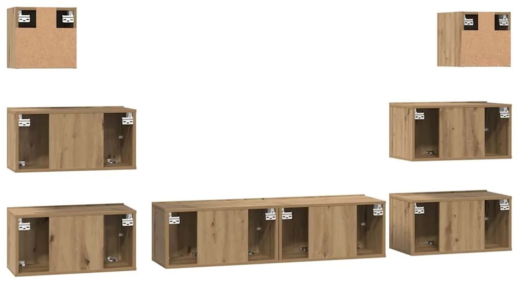 Conjunto de móvel de TV 8 pcs carvalho artisiano